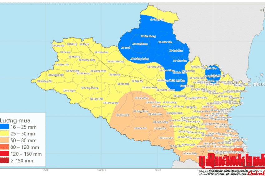 Nghệ An mưa lớn trên diện rộng
