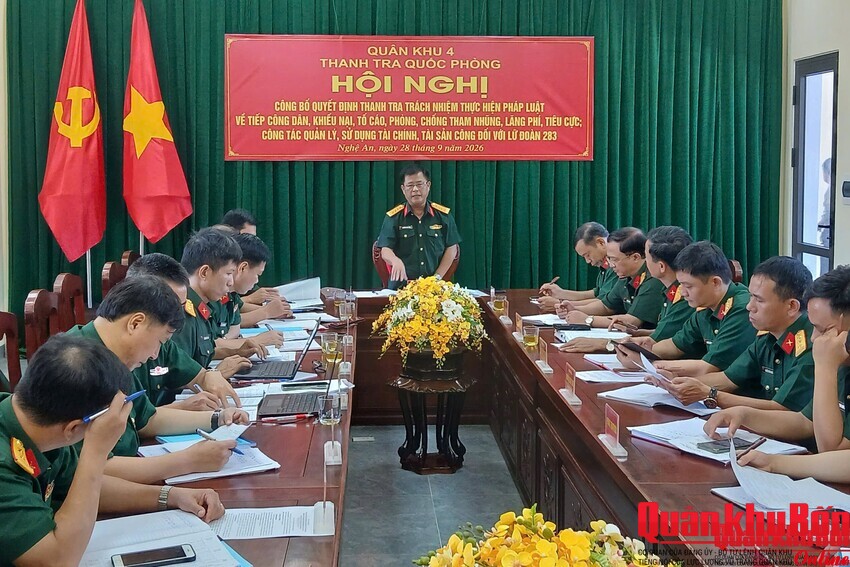 Thanh tra Quốc phòng Quân khu 4 công bố quyết định thanh tra Lữ đoàn Phòng không 283