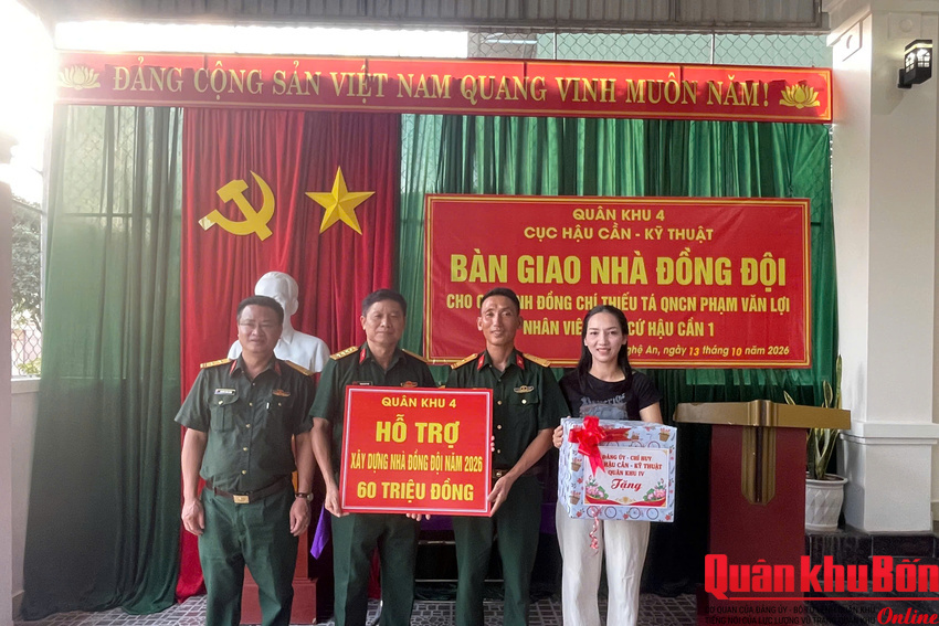 Cục Hậu cần – Kỹ thuật Quân khu 4, khánh thành và bàn giao Nhà đồng đội