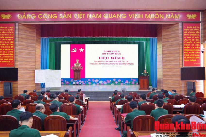 Bộ Tham mưu Quân khu 4: Giao nhiệm vụ bảo đảm thông tin liên lạc, công nghệ thông tin phục vụ diễn tập tác chiến phòng thủ Quân khu năm 2026