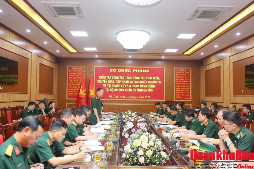Bộ Quốc phòng kiểm tra công tác 1389 tại Bộ Chỉ huy Quân sự tỉnh Hà Tĩnh