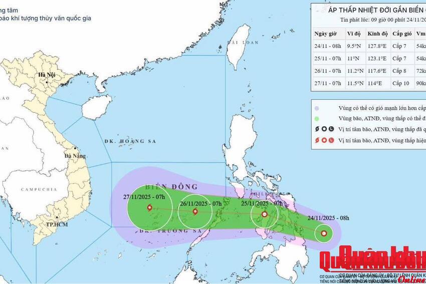 Biển Đông sắp đón áp thấp nhiệt đới, có thể thành bão số 15 và ảnh hưởng đến Nam Trung Bộ