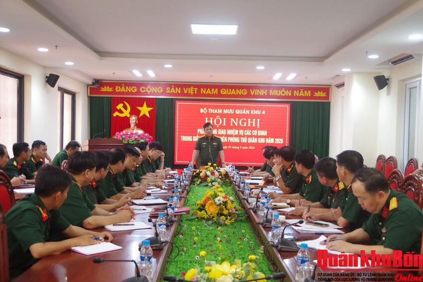 Bộ Tham mưu Quân khu 4: Phân công, giao nhiệm vụ các cơ quan tham gia diễn tập tác chiến phòng thủ Quân khu năm 2026