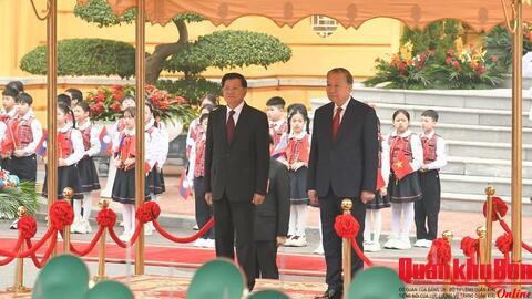 Tổng Bí thư Tô Lâm chủ trì Lễ đón Tổng Bí thư, Chủ tịch nước Lào Thongloun Sisoulith