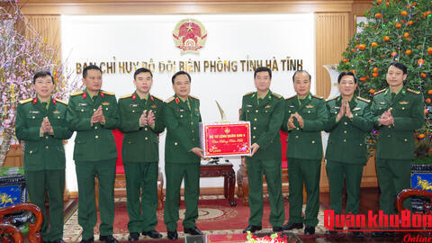 Thiếu tướng Lê Hồng Nhân, Phó Tư lệnh, Tham mưu trưởng Quân khu 4 kiểm tra, chúc Tết tại Hà Tĩnh