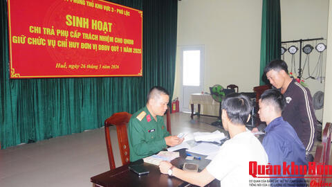 Chi trả phụ cấp trách nhiệm cho Quân nhân dự bị Quý 1 năm 2026