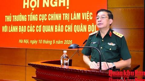 Thượng tướng Trương Thiên Tô làm việc với lãnh đạo các cơ quan báo chí Quân đội