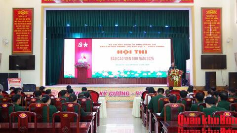 Ban Chỉ huy Phòng thủ khu vực 4 - Triệu Phong (Quảng Trị) khai mạc Hội thi báo cáo viên giỏi năm 2026