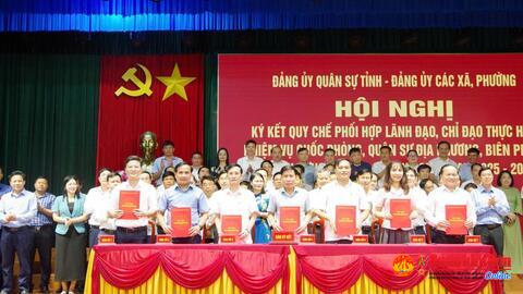 Đảng ủy Bộ Chỉ huy Quân sự tỉnh Hà Tĩnh ký kết Quy chế phối hợp với Đảng ủy các xã, phường.