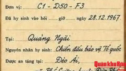 Tìm thông tin phần mộ liệt sĩ Đoàn Đề