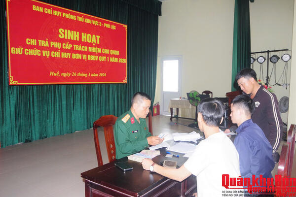 Chi trả phụ cấp trách nhiệm cho Quân nhân dự bị Quý 1 năm 2026