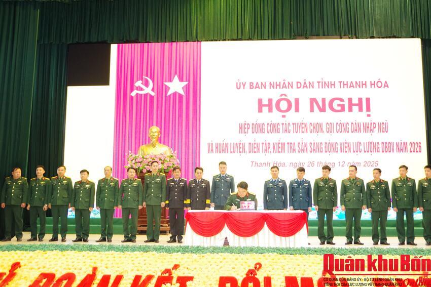 UBND tỉnh Thanh Hóa: Hiệp đồng công tác tuyển quân và huấn luyện, diễn tập lực lượng dự bị động viên năm 2026
