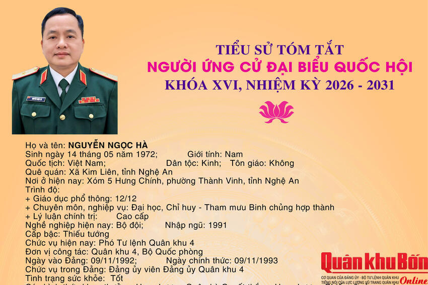Tiểu sử tóm tắt của Thiếu tướng Nguyễn Ngọc Hà, người ứng cử đại biểu Quốc hội khóa XVI