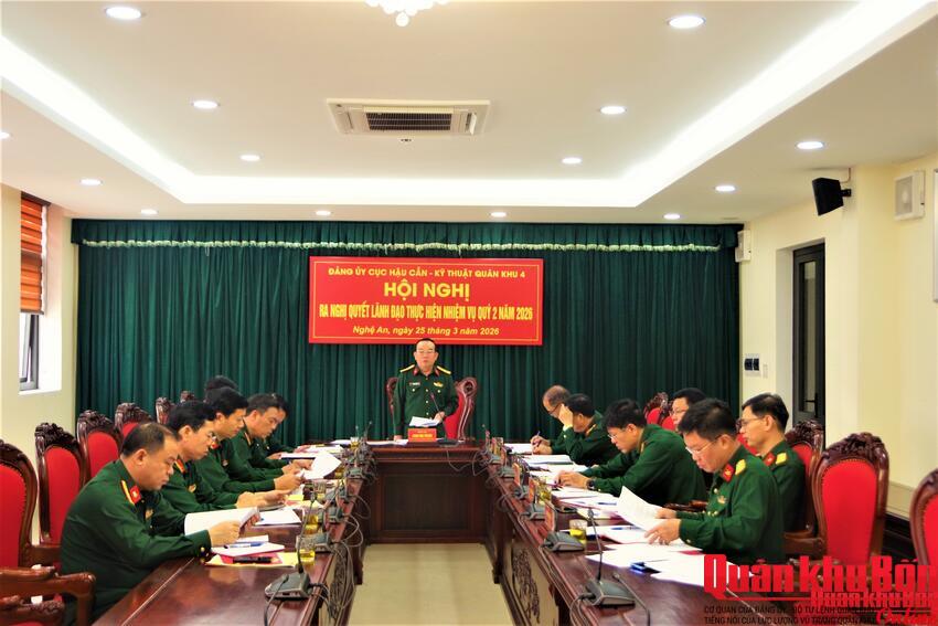Đảng ủy Cục Hậu cần - Kỹ thuật Quân khu 4: Ra nghị quyết lãnh đạo nhiệm vụ quý 2 năm 2026
