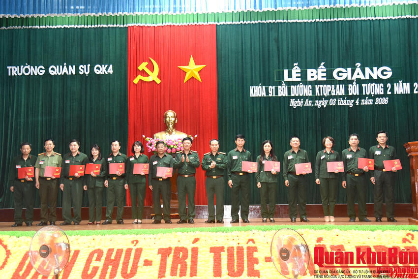 Trường Quân sự Quân khu 4: Bế giảng Khóa 91 Bồi dưỡng kiến thức Quốc phòng và An ninh đối tượng 2