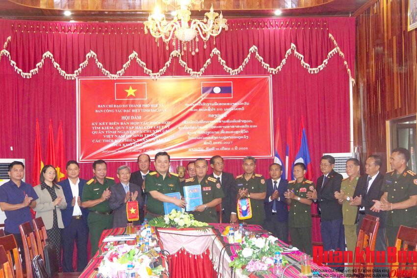 Thành phố Huế và tỉnh Salavan (Lào): Hội đàm, ký kết biên bản hợp tác phối hợp tìm kiếm, quy tập hài cốt liệt sĩ mùa khô 2026-2027