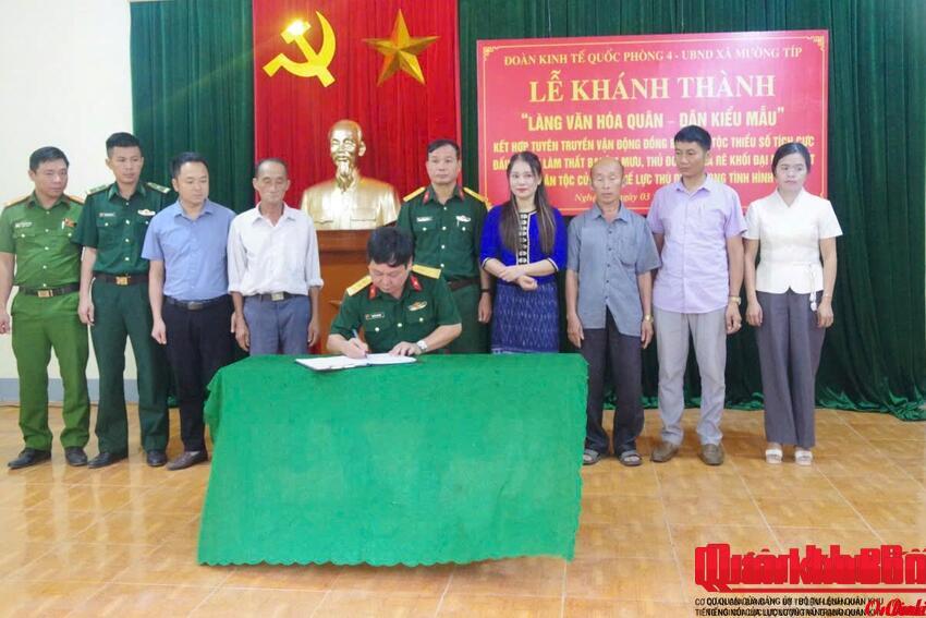 Đoàn Kinh tế - Quốc phòng 4 (Quân khu 4) khánh thành “Làng văn hóa quân - dân kiểu mẫu” tại bản Phà Nọi