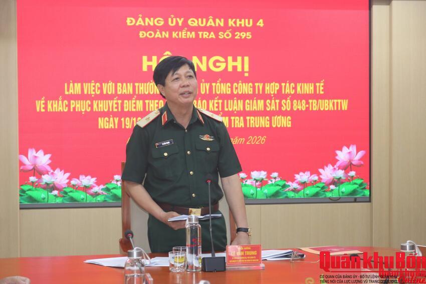 Ủy ban Kiểm tra Đảng ủy Quân khu 4: giám sát việc thực hiện kết luận của Ủy ban Kiểm tra Trung ương tại Tổng công ty Hợp tác Kinh tế