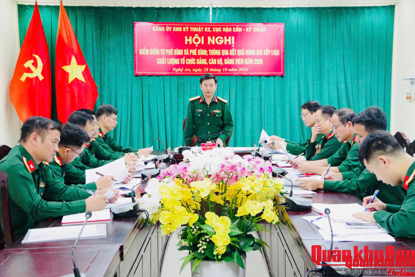 Đảng ủy Kho Kỹ thuật K2, Cục Hậu cần - Kỹ thuật Quân khu 4: Hội nghị đánh giá, xếp loại chất lượng tổ chức Đảng, cán bộ, đảng viên