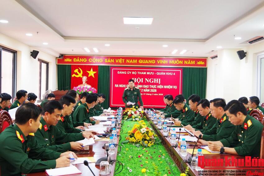 Đảng ủy Bộ Tham mưu Quân khu 4 ra nghị quyết lãnh đạo thực hiện nhiệm vụ quý II năm 2026