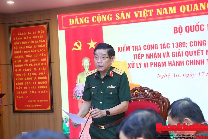 Thượng tướng Nguyễn Văn Gấu, Thứ trưởng Bộ Quốc phòng kiểm tra công tác 1389 tại Nghệ An