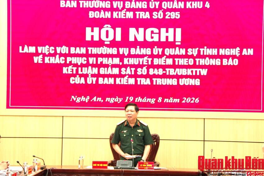 Bộ Chỉ huy Quân sự tỉnh Nghệ An: Quyết liệt thực hiện Thông báo kết luận giám sát của Ủy ban Kiểm tra Trung ương